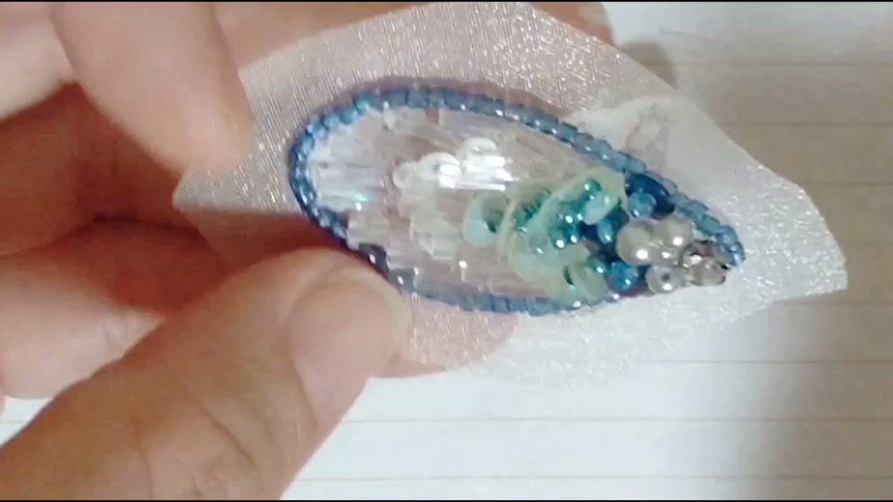 ❦空飛ぶ魚❦#3 オーガンジーカット後の処理の仕方。全部見せます!　クチュリエ手芸キット　オートクチュールビーズ刺繍　初めてのハンドメイドアクセサリー作り方レクチャー