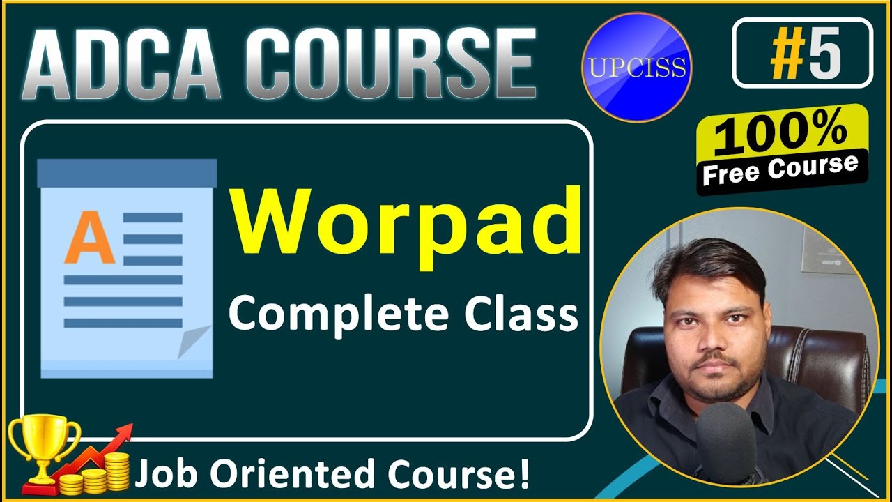 Introduction to WordPad | All Menu and Options | ADCA Full Course in Hindi | UPCISS