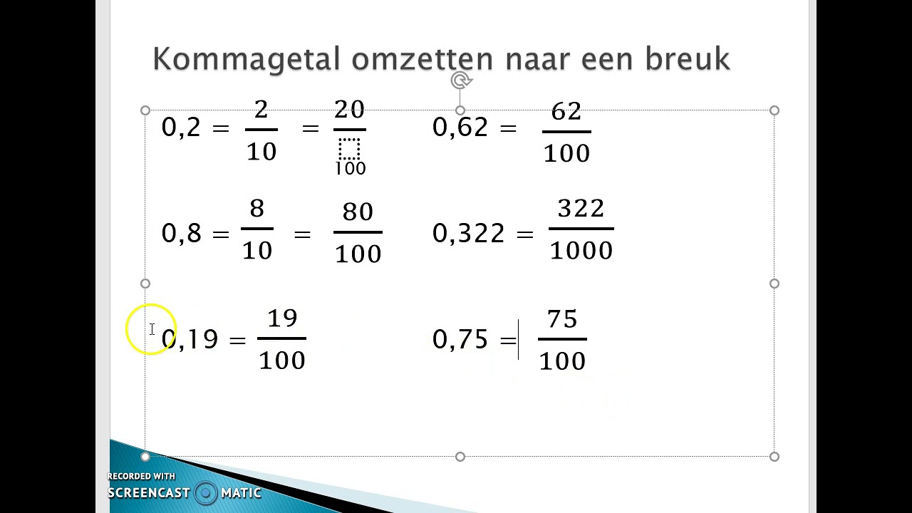 T3L1 instap breuken en kommagetallen omzetten