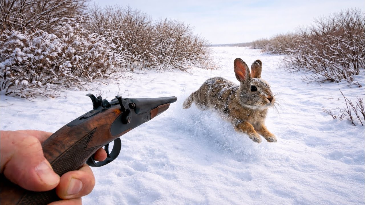 Winter Rabbit Hunting in Deep Snow! (Public Land)