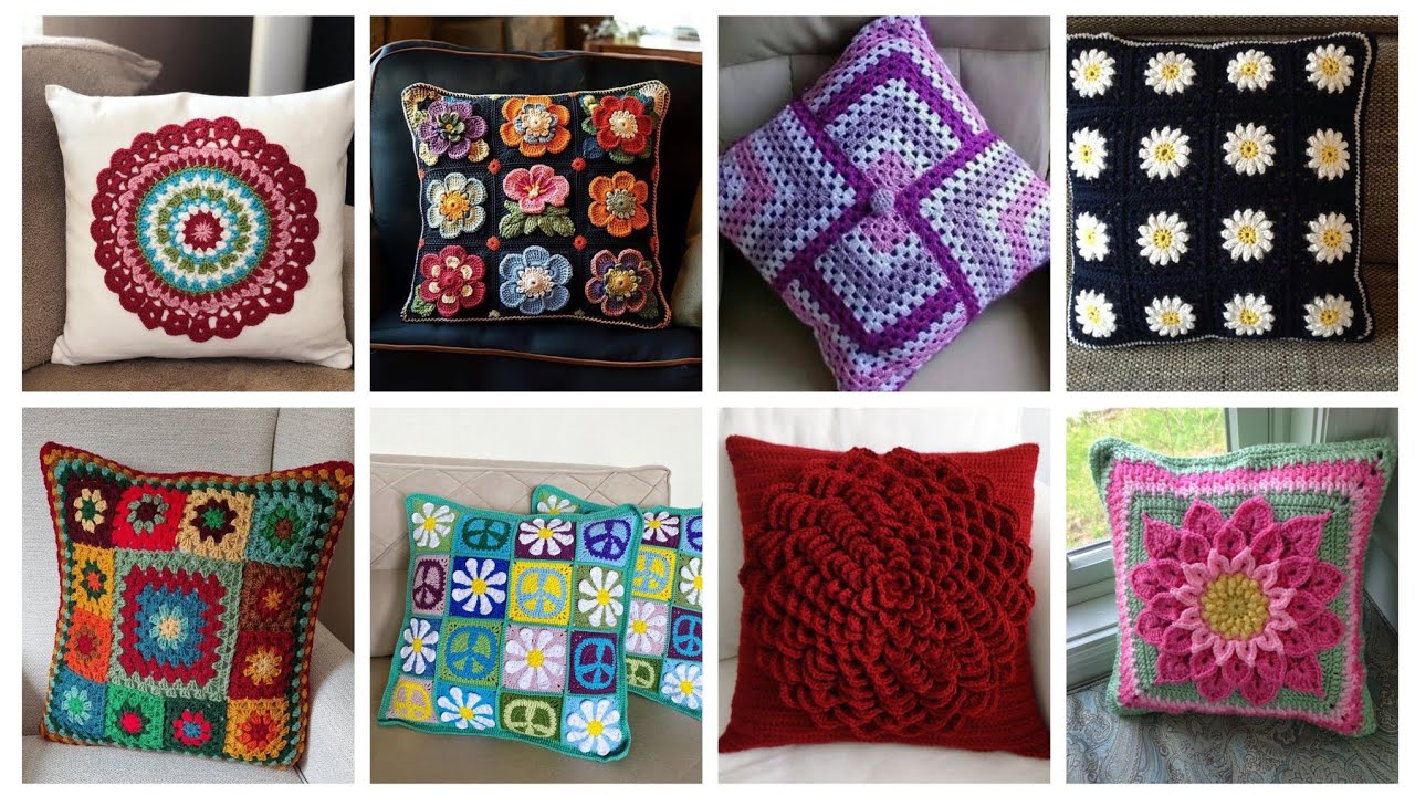 Beautiful and stylish crochet cushion designs #unique new pillows covers ideas