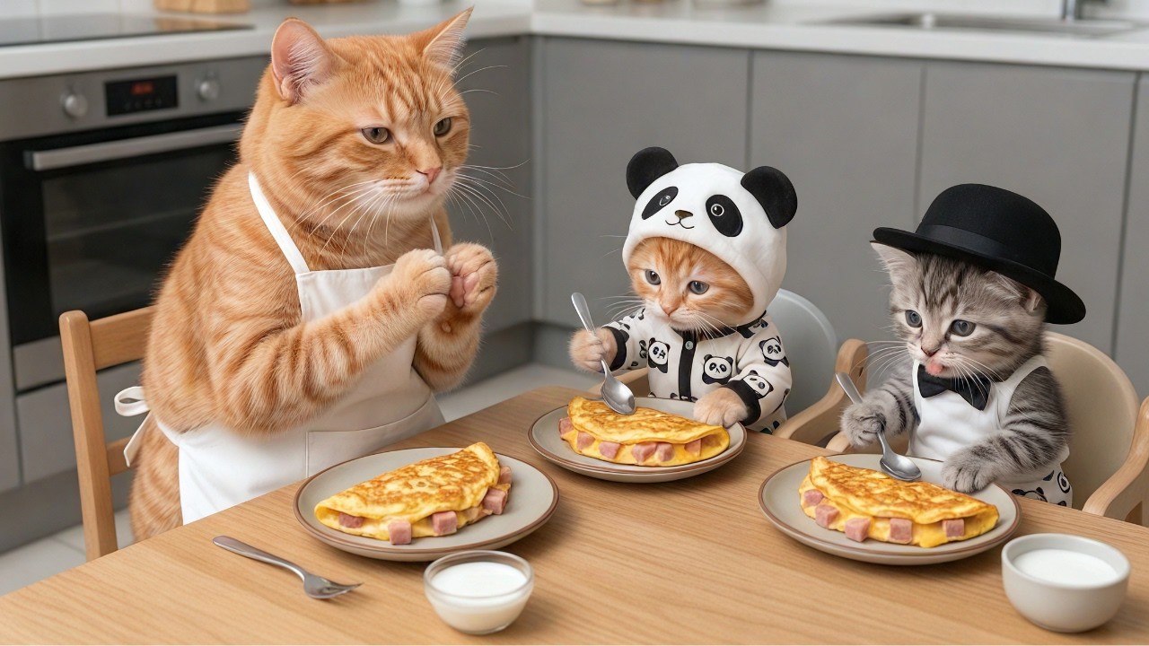 Cute Kittens’ Midnight Snack Plan Goes Wrong! Sweet Family Ending❤️