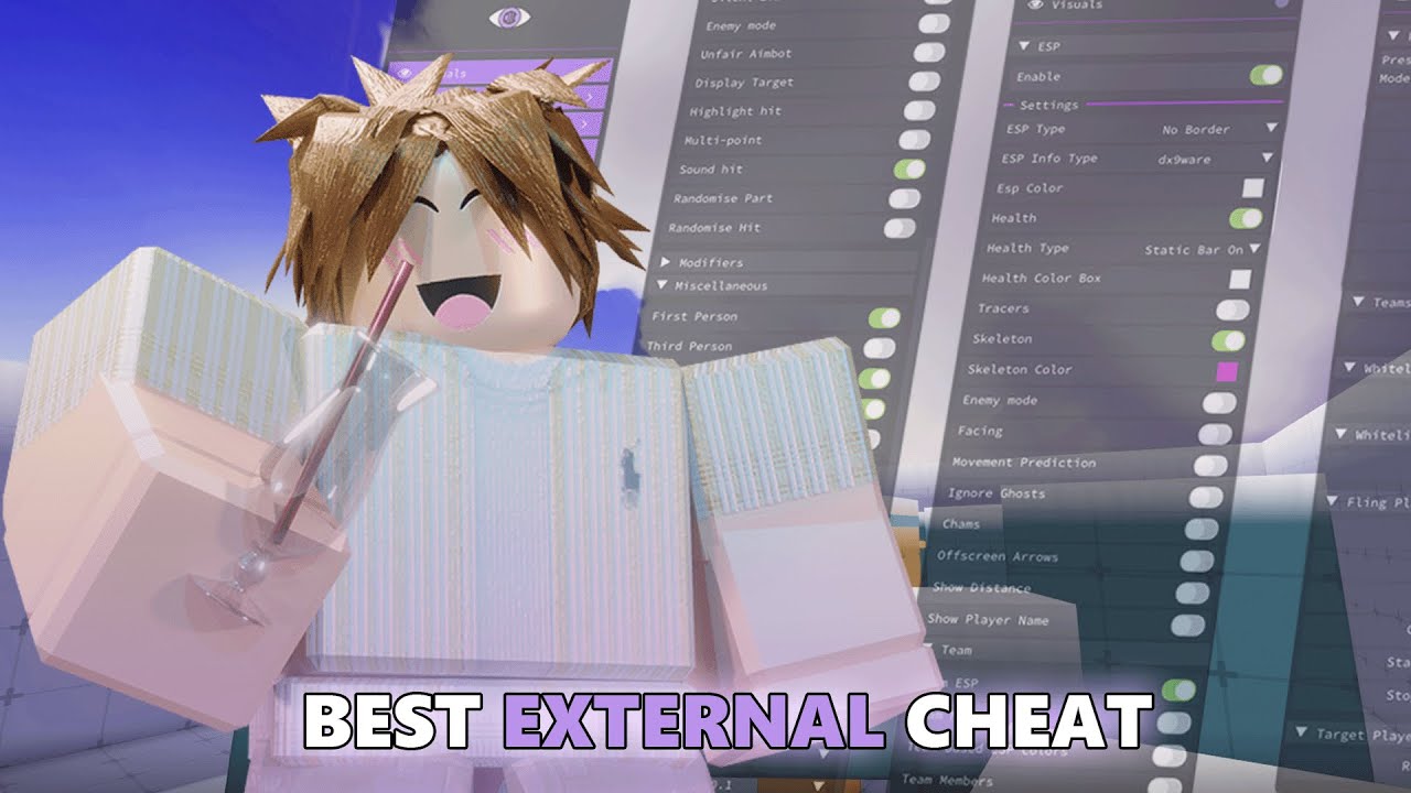 Использование чит-кода DX9WARE External to Closet в Roblox Rivals