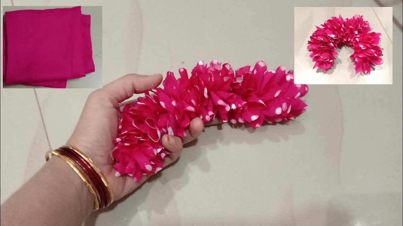 diy flower || garland making || artificial rose petals garland || easy to make rose petal veni.