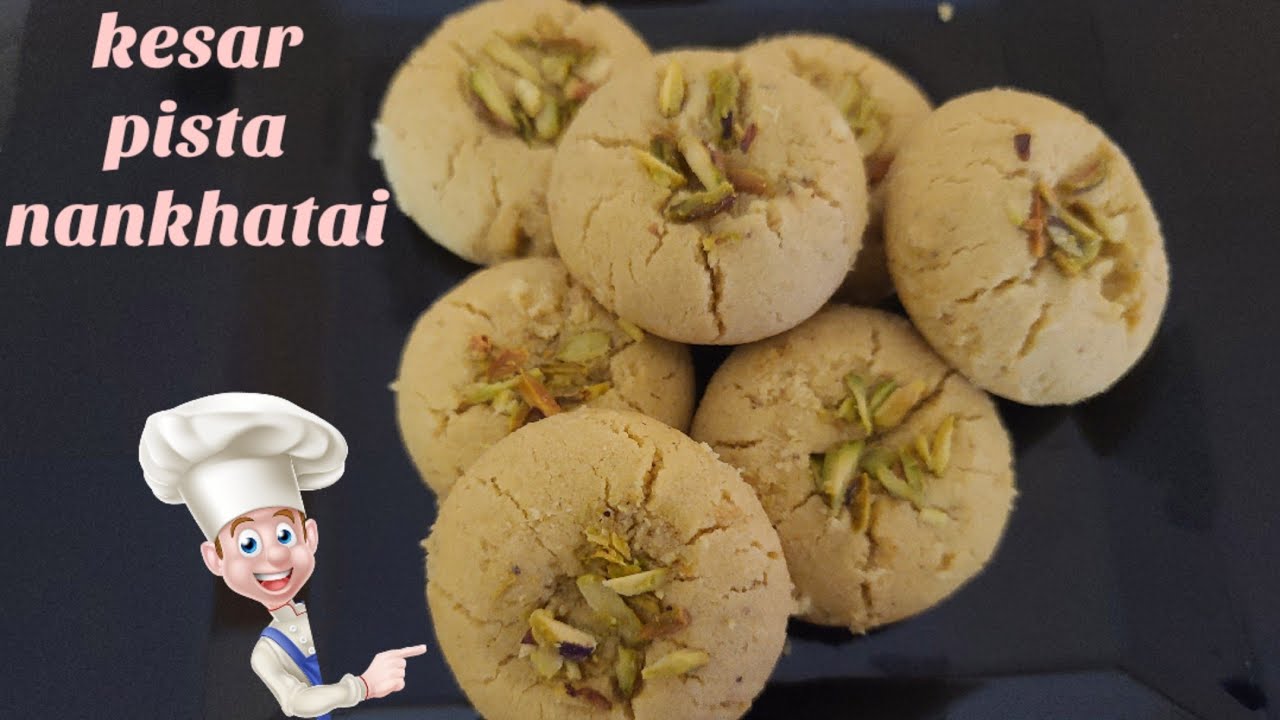 Kesar pista nankhatai recipe | Homemade easy eggless nankhatai in hindi- English (subs)