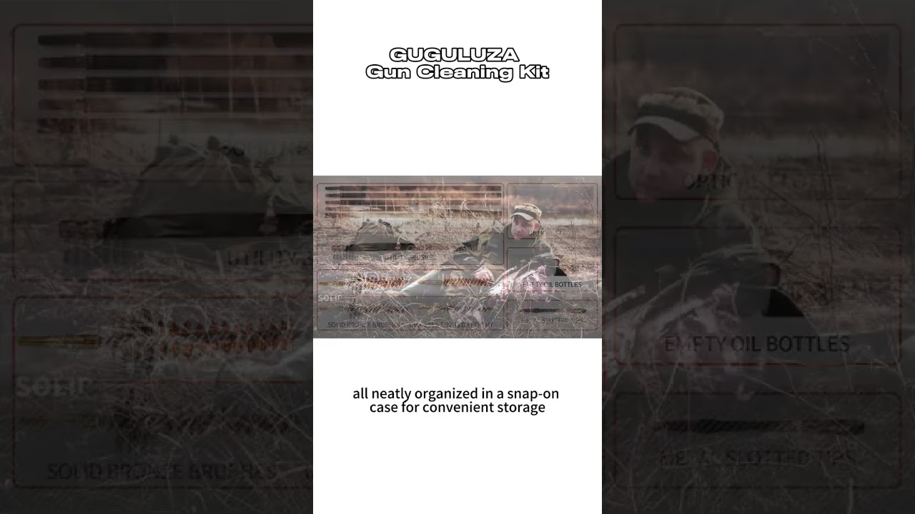 GUGULUZA Rifle Gun Cleaning Kits for .Portable Rifle Cleaner Metal Brushes Set with Durable Pouch