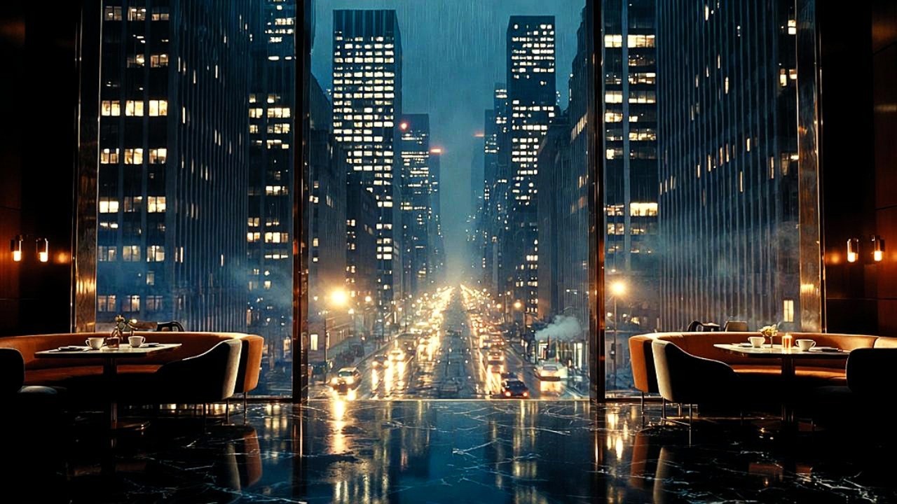 New York Café on a Rainy Evening ☕ Soft Piano & Relaxing City Rain