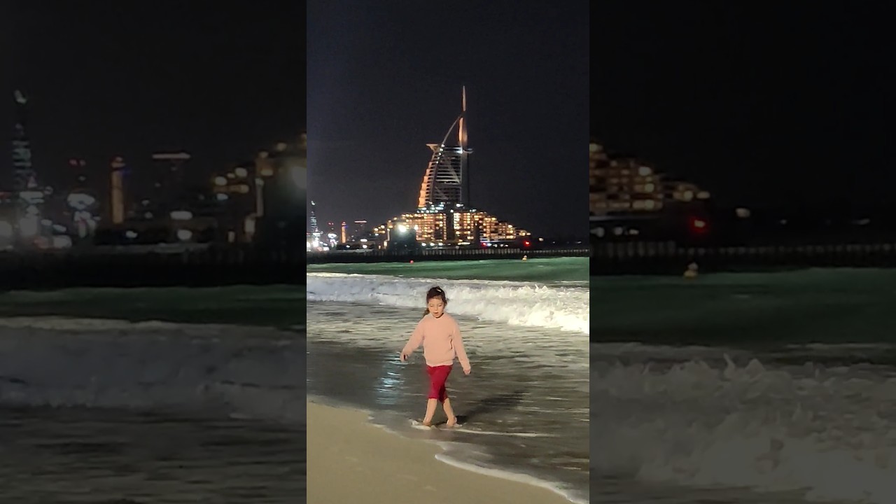 Dubai 🇦🇪 Kite Beach at Night #travel #dubai #kitebeach