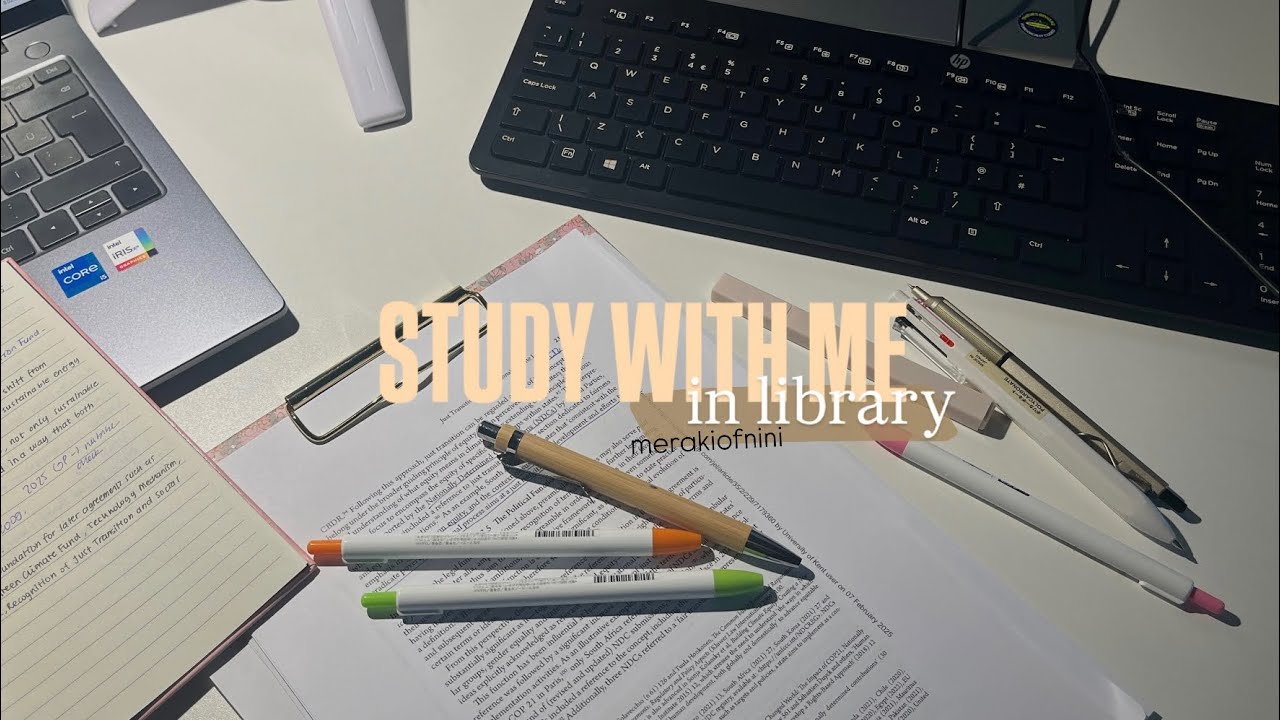 study with me - real time, in library, background noises