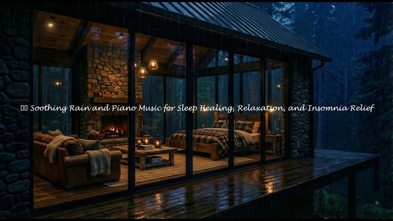 Peaceful Long Sleep Night with Rain Sounds and Piano 🌙 