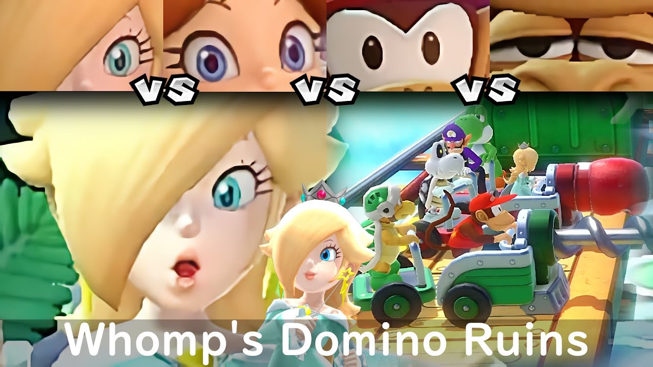 Super Mario Party Rosalina vs Daisy vs Diddy Kong vs Donkey Kong #113 Whomp's Domino Ruins