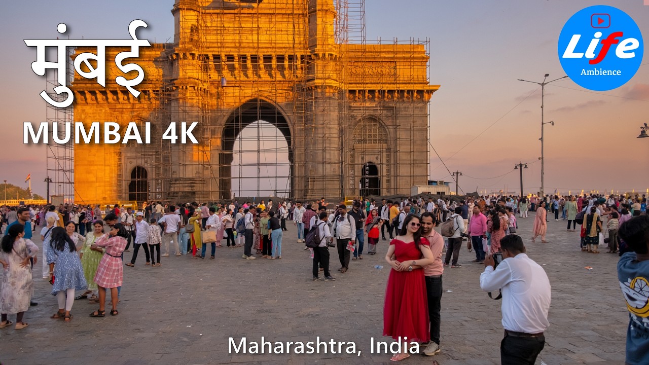 MUMBAI, The Gateway of India 🇮🇳 - Evening Walking Tour 4K