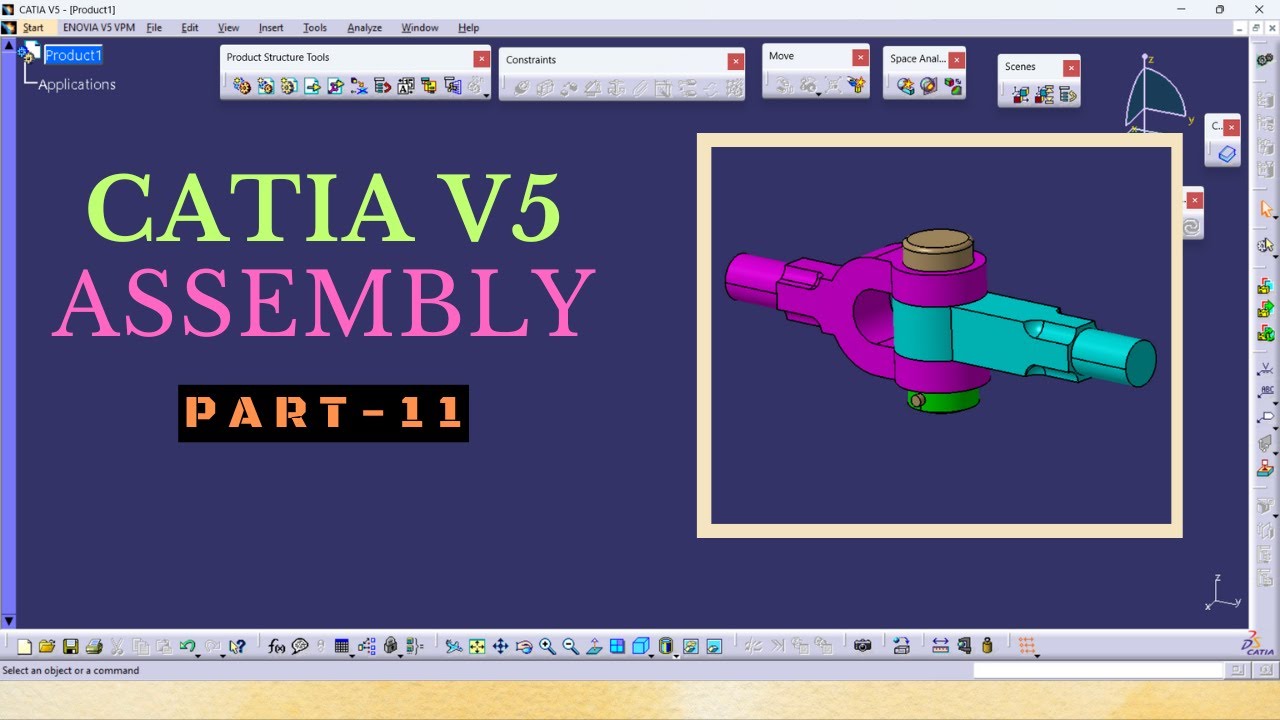 CATIA V5 Assembly Tutorials Part-11 | Top Down Assembly Of KNUCKLE JOINT with Part Designs