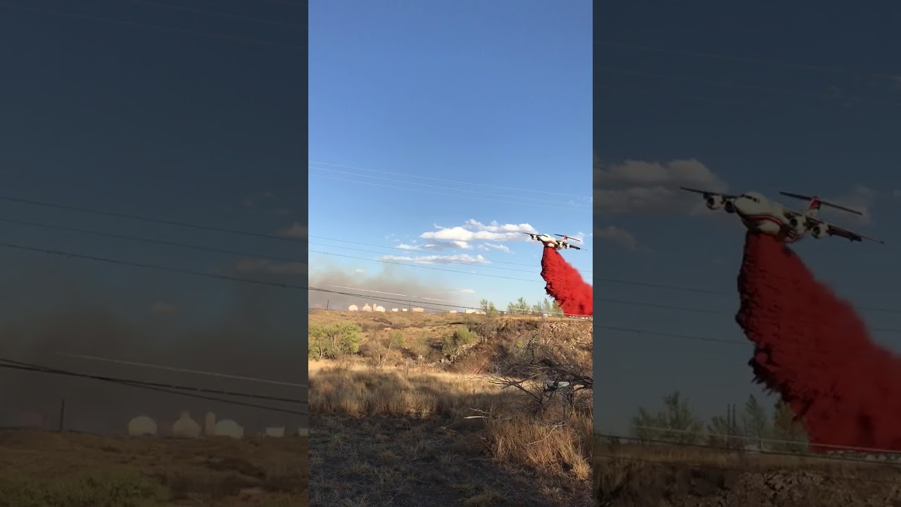 Texas Wildfire: Tanker Drop on Airport Fire