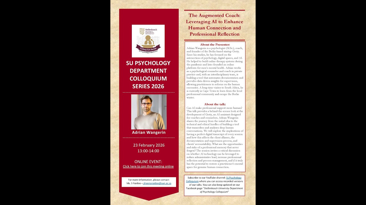SU Psychology Colloquium series: Adrian Wangerin