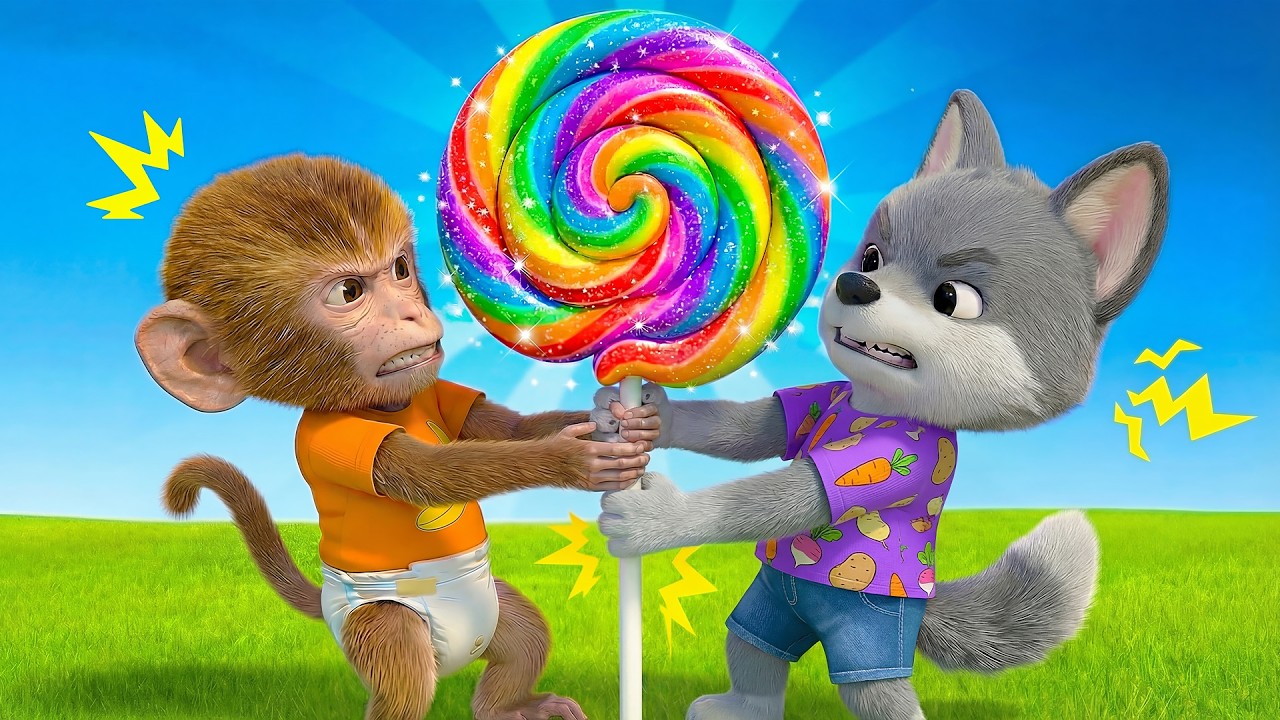 Sharing is Caring  | Can You Share? | Take Turns | RooRoo Monkey Nursery Rhymes & Kids Songs
