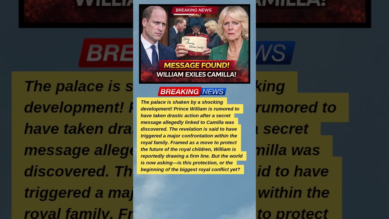 WILLIAM EXILES CAMILLA?! Royal Shock #RoyalDrama #PrinceWilliam #RoyalScandal