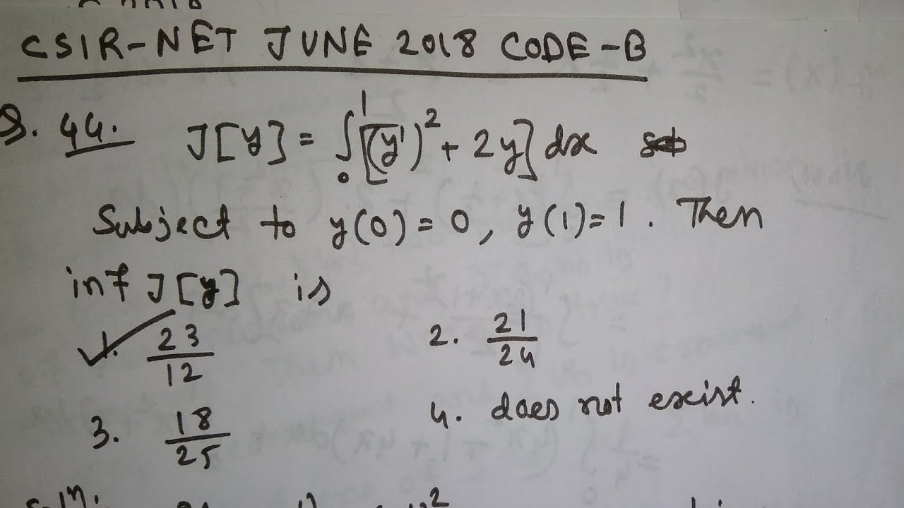 Csir net june 2018 Maths question 44 code B
