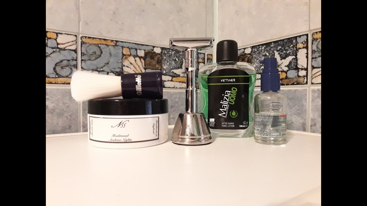 Бритье. Merkur Futur, Gillette nylon, Nanny`s Silly Soap, Clarins oil, Malizia Uomo Vetiver, Derby.