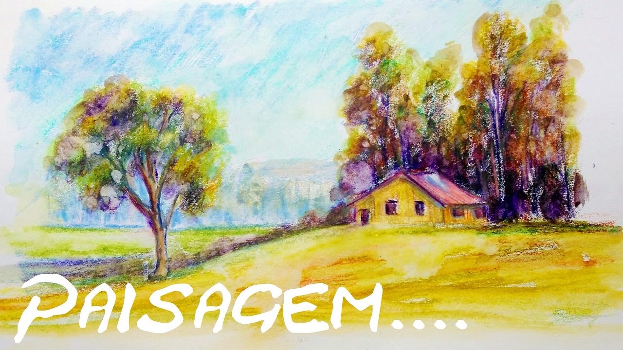 REFÚGIO NA MATA - Como desenhar uma PAISAGEM FÁCIL com LÁPIS DE COR AQUARELÁVEL!