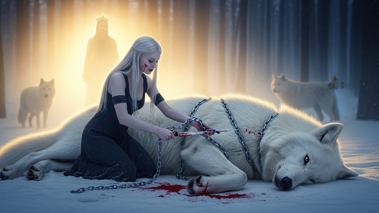 Sie Schnitt Silberketten Von Einem Sterbenden Weißen Wolf – Der Alpha-König Machte Sie Zur Königin