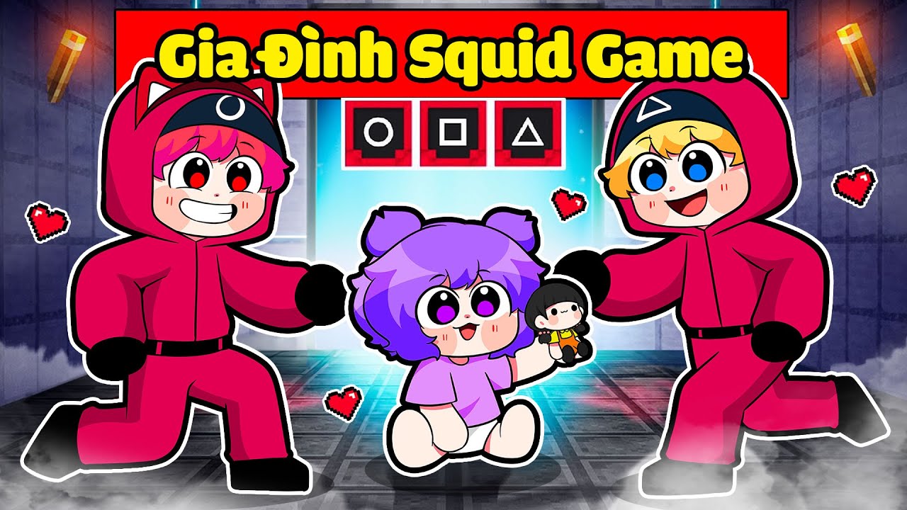 NABEE EM BÉ BẤT NGỜ ĐƯỢC GIA ĐÌNH LÍNH CANH SQUID GAME NHẬN NUÔI TRONG MINECRAFT 👶🔴🔺🟥