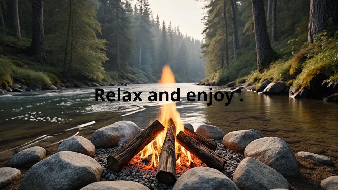 Campfire by the River 🔥 | 2 Hours Relaxing Nature Sounds for Sleep         (No Misic)