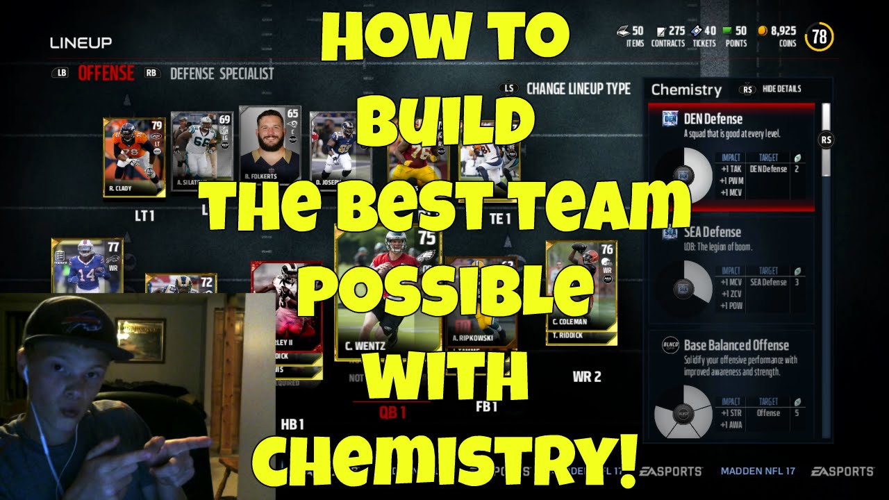 CHEMISTRY! HOW TO BUILD THE BEST TEAM POSSIBLE WITH CHEMISTRY! MUT 17 TIPS AND TRICKS!