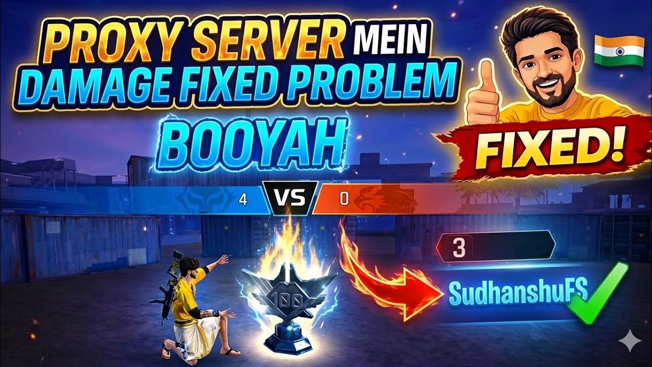 Proxy Server Mein Damage Fixed Problem 😱 | 100% Damage Test + Booyah Gameplay🤩 | SudhanshuFS | 