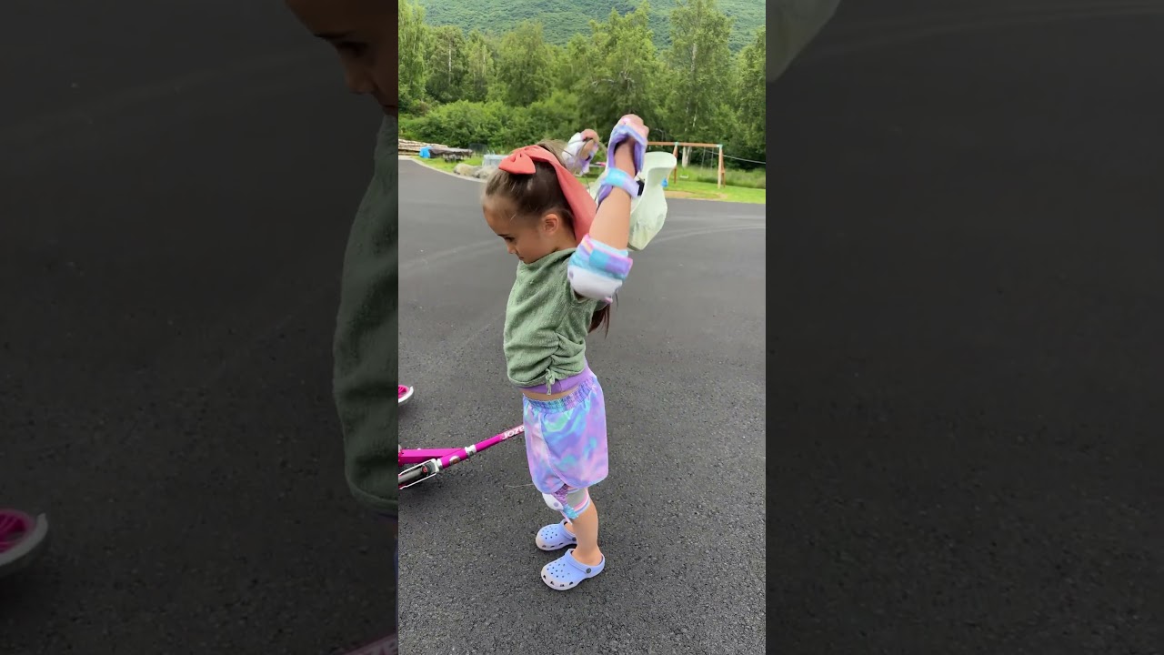 Cute Girl Learning to Ride Her New EzyRoller | Classic Ride-On Scooter & Go-Kart Fun! #shorts #fun
