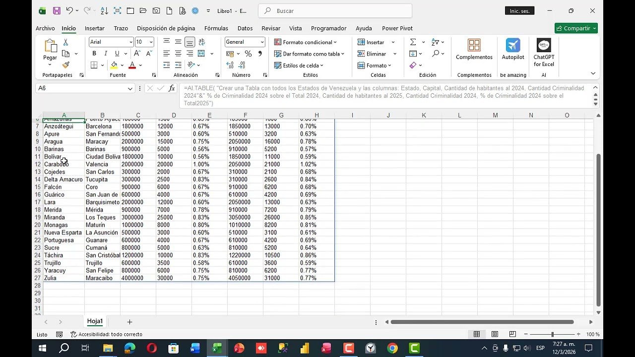 Cápsula de Pasos a Seguir para Crear Tablas con la Función de IA de Excel
