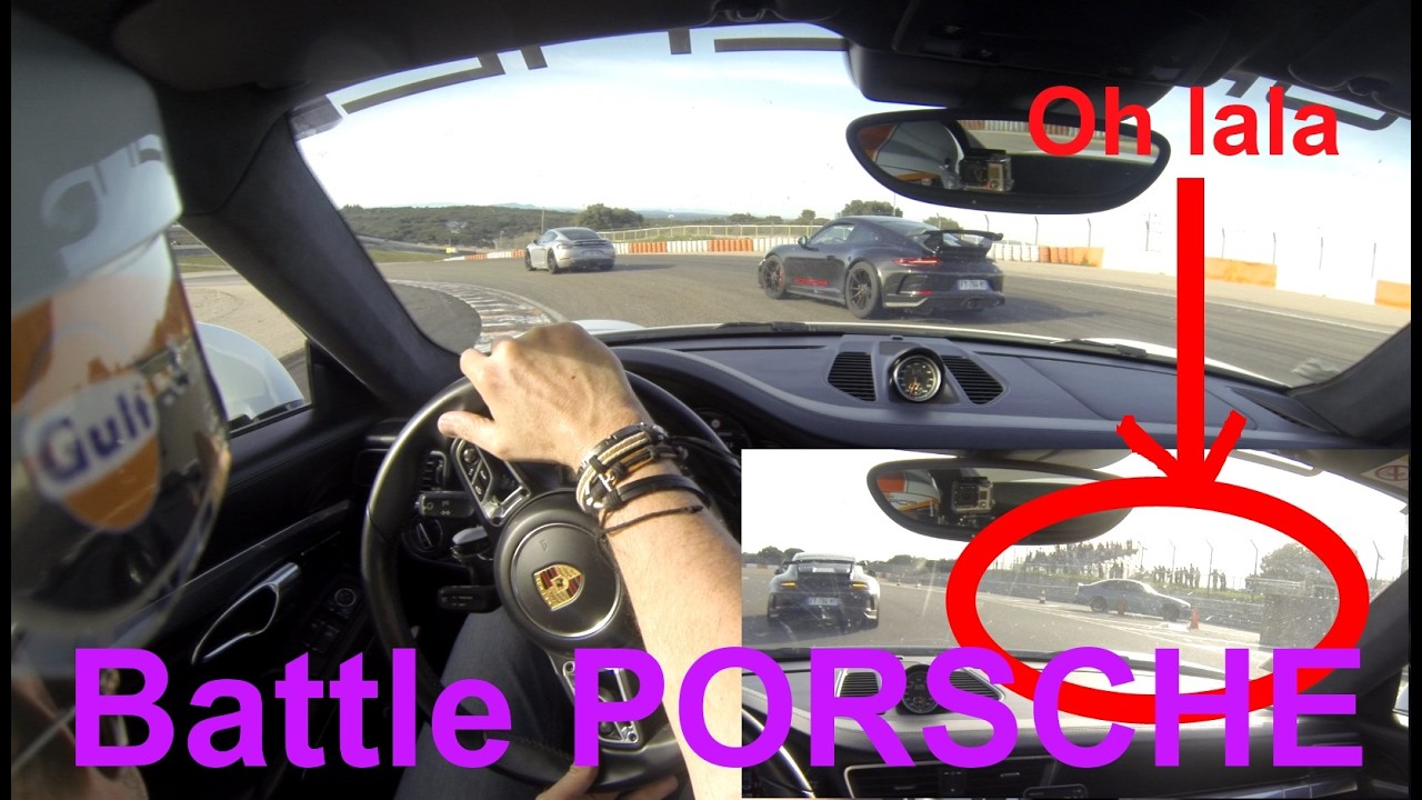 Session folle, rien qui va ! Voiture en sens inverse, 360°. Battle PORSCHE - Circuit Lédenon JPO