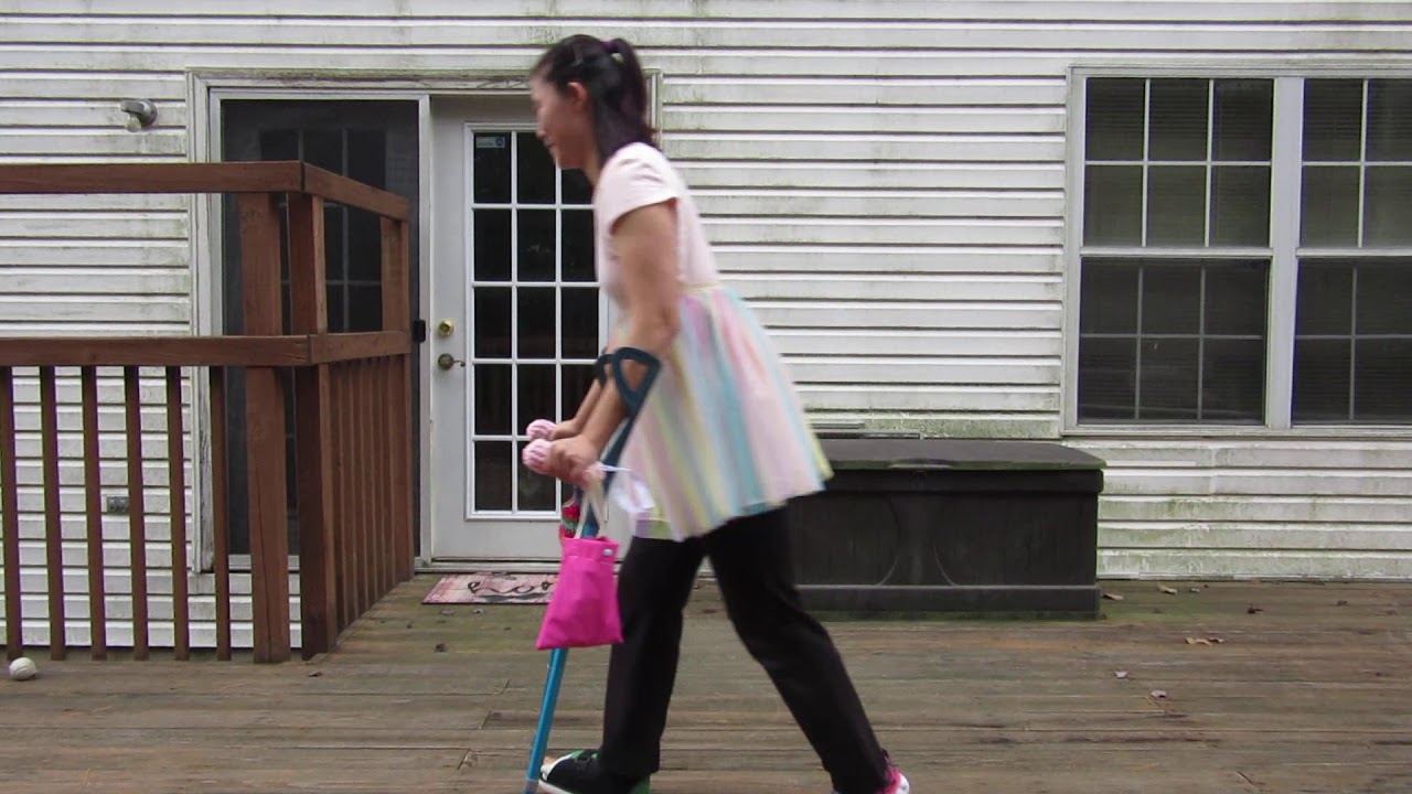 Crutching/Limping with Green Leg Cast October 2019
