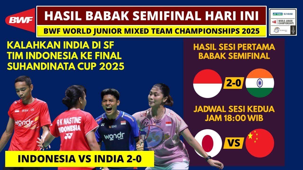 INDONESIA KE FINAL! Hasil Semifinal World Junior Mixed Team Championships 2025: Indonesia vs India