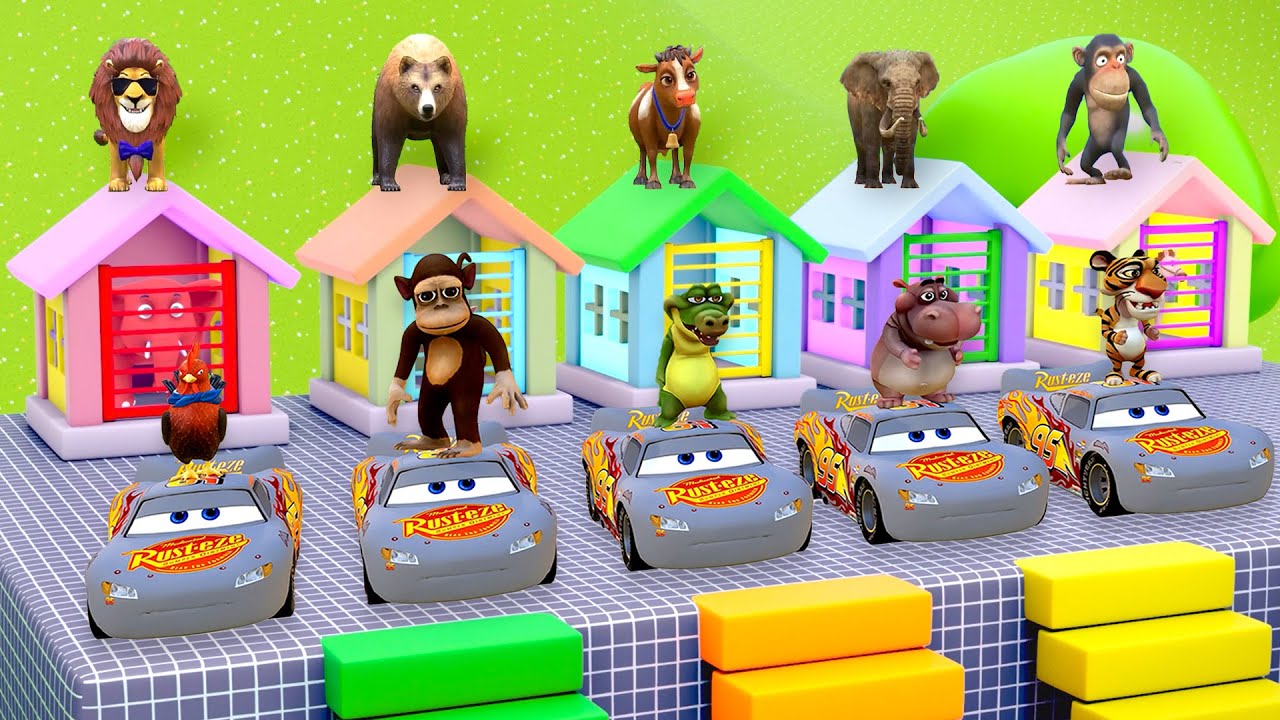 Long Slide Game With Elephant Gorilla Buffalo Hippopotamus Tiger 3d Animal Game Funny 3d Animals