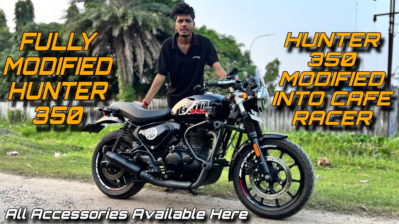 Hunter 350 Modified into Cafe Racer | Details Review | All Accessories Available in S Rider Shop
