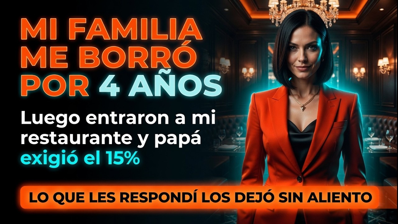 Mi familia me borró por cuatro años… luego entraron a mi restaurante y papá exigió el 15%.