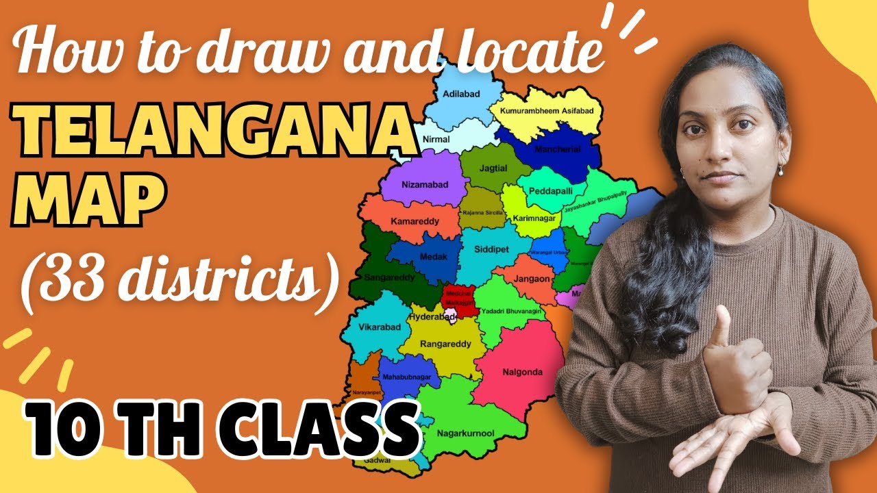 How to draw Telangana Outline map ?? 10th class (33 Districts)