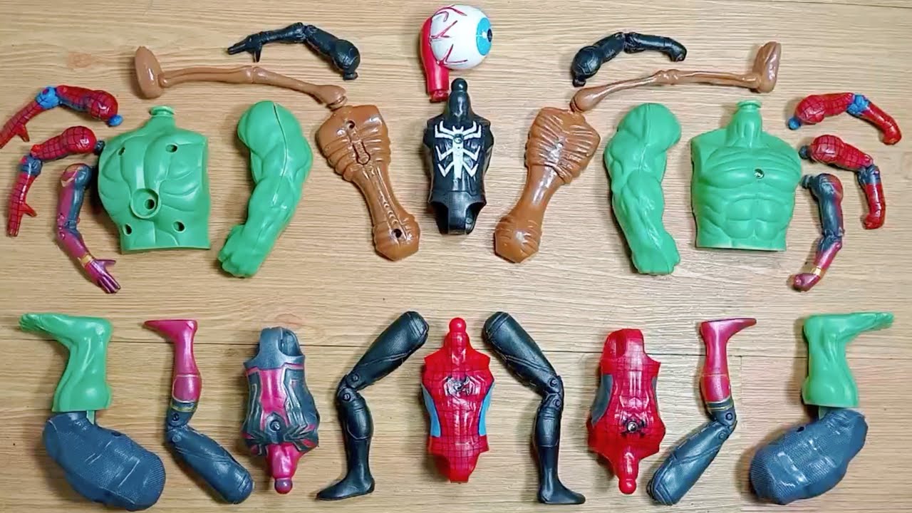 Avengers superhero toys/ Hulk, venom, & Spiderman/ assemble video