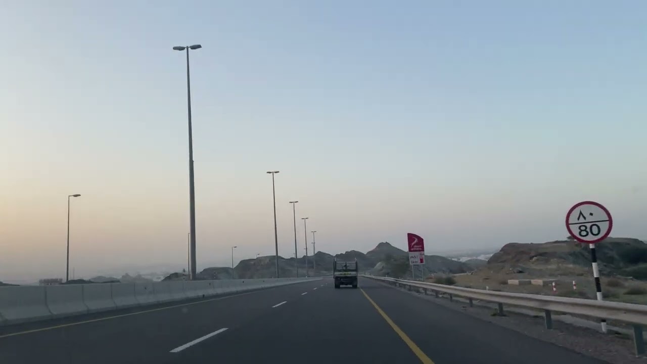 Morning road drive in Muscat