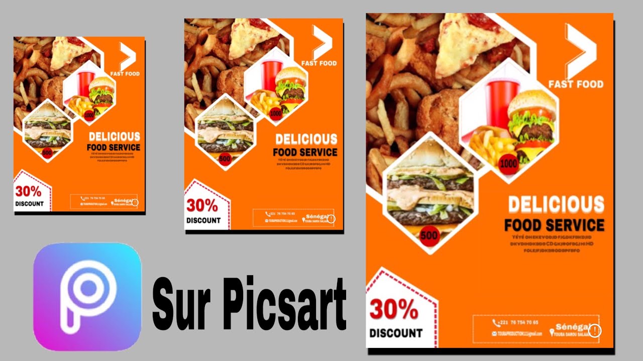 Comment créer très Bell affiche fast food sur Picsart en wolof