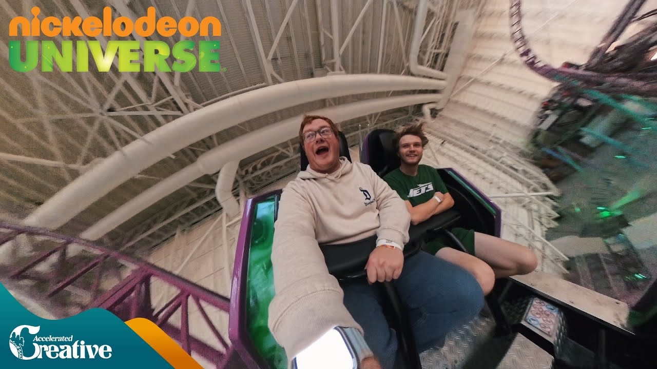 Видео с камеры, снимающей райдера во время поездки (5K POV) - Nickelodeon Universe, Ист-Ратерфорд...