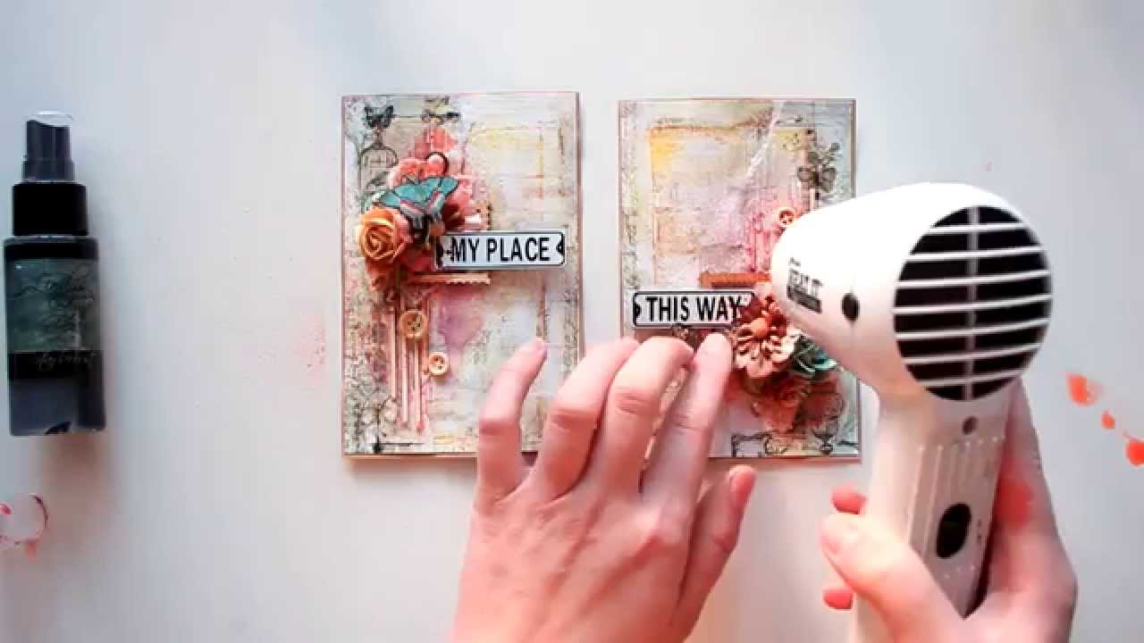 Prima Marketing Inc +  Lindy's Stamp Gang mixed media cards tutorial