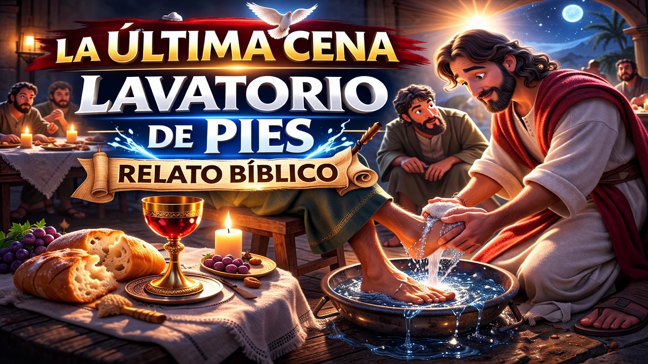 LA ÚLTIMA CENA y el LAVATORIO DE LOS PIES 🍞✨  Relato Bíblico 🙏💧 Amor y humildad de Jesús ✝️