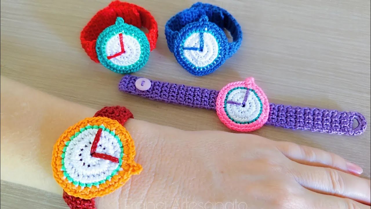 RELÓGIO INFANTIL DE CROCHÊ | PULSEIRA | BRACELET - FRANCI ARTESANATO