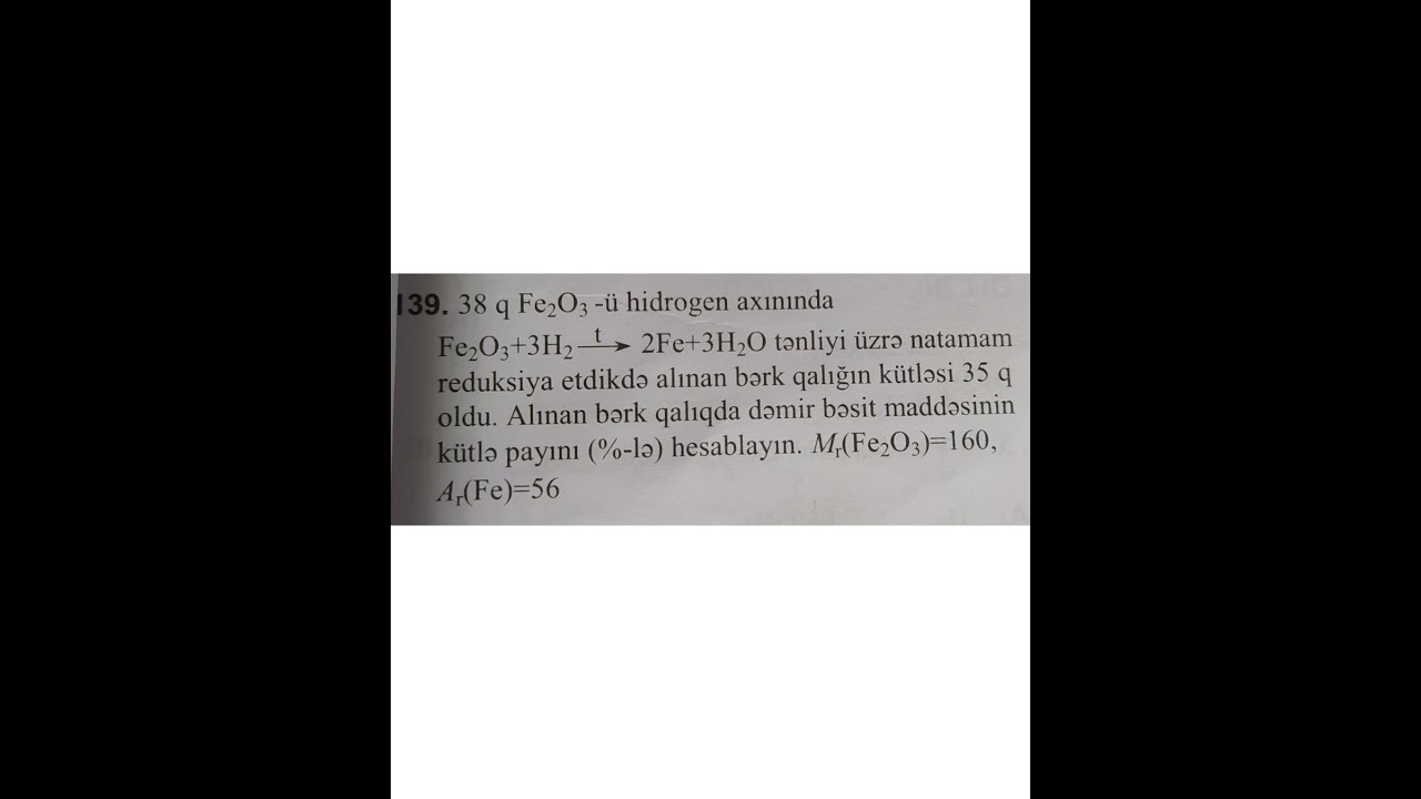 Kimya test toplusu dəmir sual 139