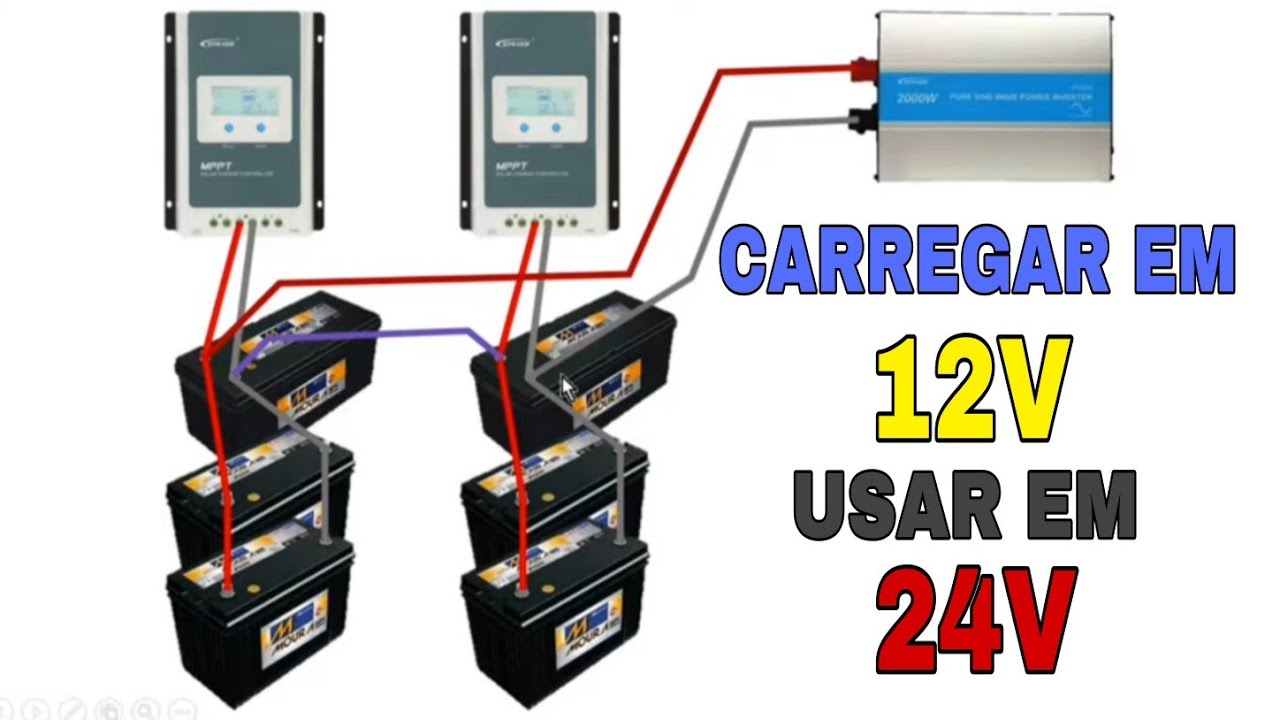 Como Carregar as Baterias em 12V e Usar em 24V no Sistema de Energia Solar Off Grid! Luciano - GO!