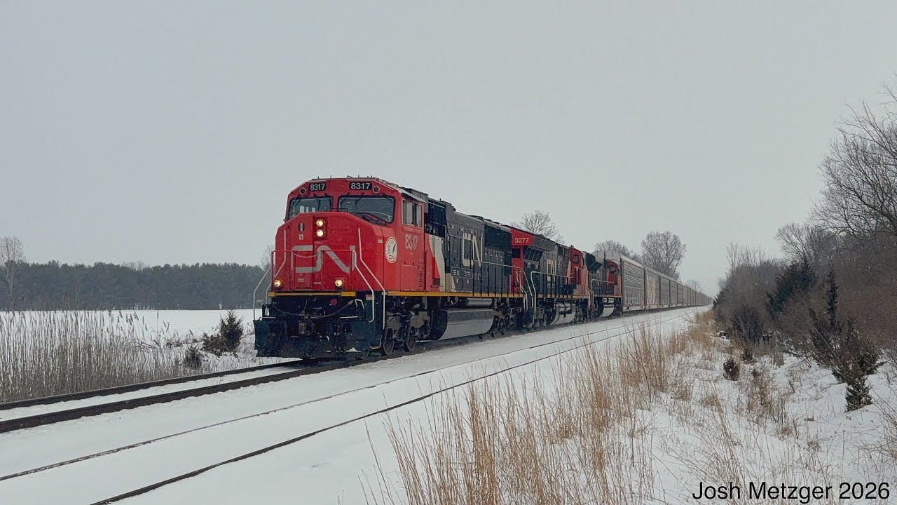 CN E25161-05 w/ CN SD75IACC #8317, CN ET44AC #3277, and CN SD70M-2 #8015 @ Durand, MI 2/5/26