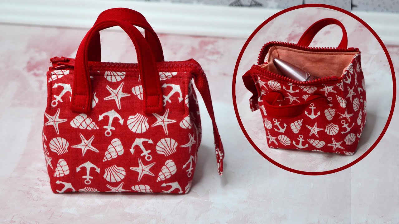 DIY Makeup pouch bag | Cosmetics bag tutorial - sewing pattern