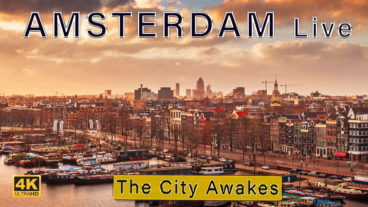 Good Morning Amsterdam: 4K Walking Tour of Downtown During Rush-hour